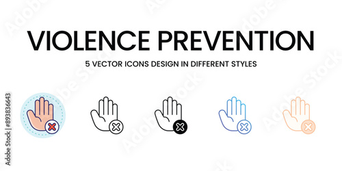 Violence Prevention Icons set in different style vector icon stock illustration