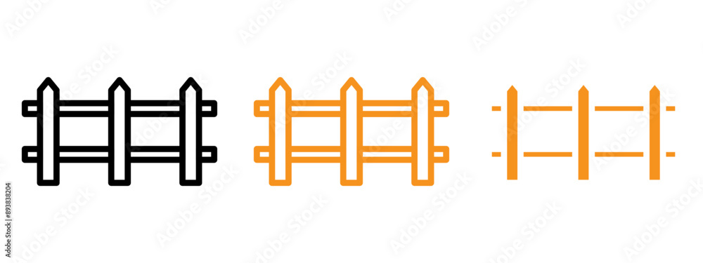 Plank fence icon flat editable icon mark set. Plank fence icon flat editable icon mark set.