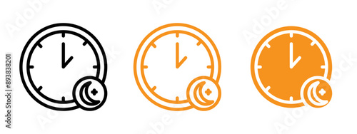 night icon flat editable icon mark set. 