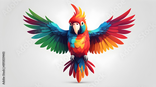 Vibrant parrot logo design on white background. Generative AI