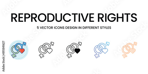 Reproductive Rights Icons set in different style vector icon stock illustration