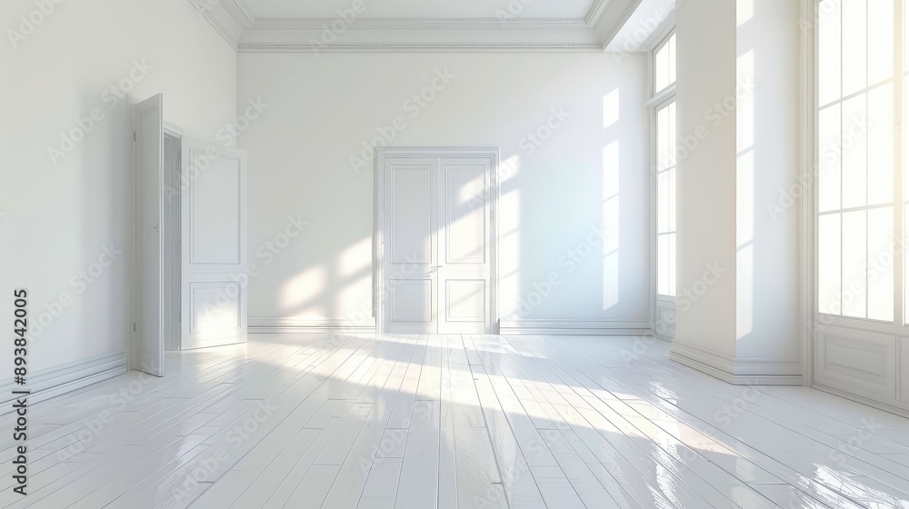 The light falling from the window in an empty room. AI generation. The light falling from the window in an empty room. AI generation.