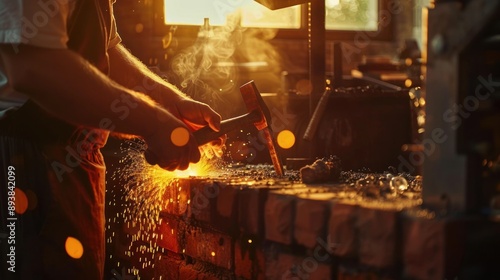 Blacksmith Shaping Metal photo