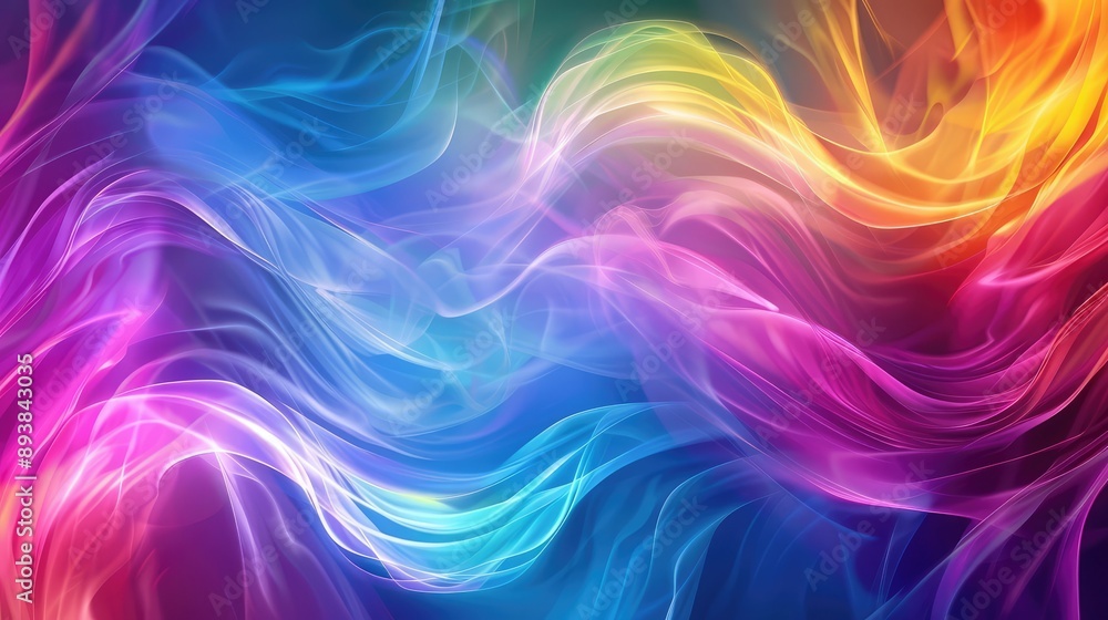 Obraz premium Abstract background with pink and blue wave design - colorful shiny wave with lines created using blend tool.