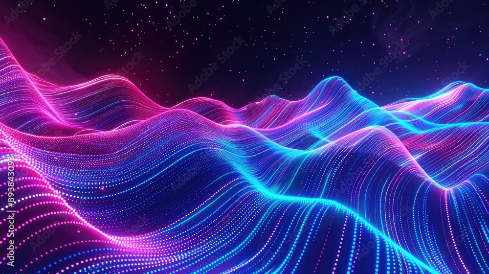 Blue and pink neon waves background Blue and pink neon waves background
