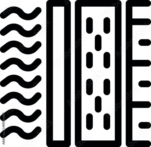 Breathable material layers icon representing the creation of a comfortable microclimate