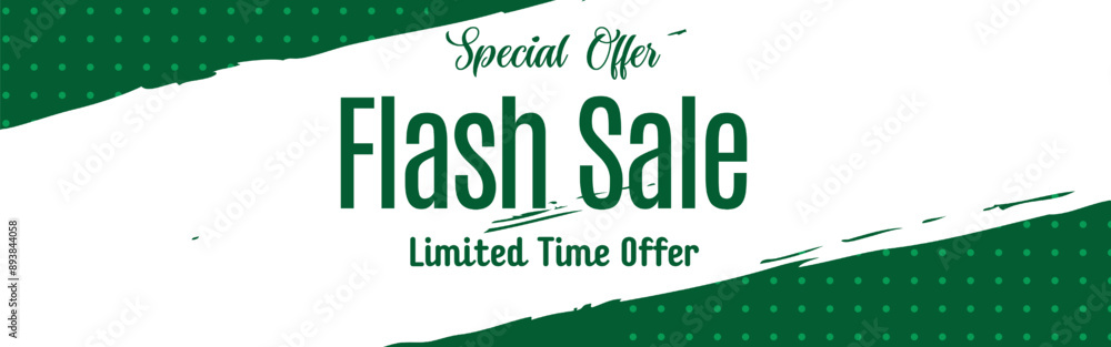 Naklejka premium Flash sale, Special offer. Limited time Offer banner, mega sale offer. banner design for social media and website. isolated on green theme background.