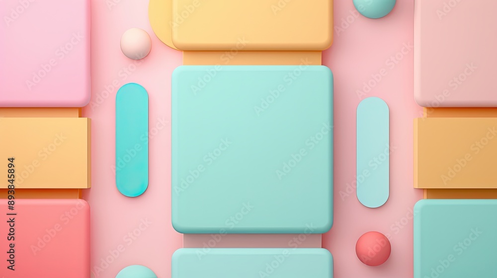 Layered 3D shapes in classic retro hues, forming a sophisticated geometric background Layered 3D shapes in classic retro hues, forming a sophisticated geometric background