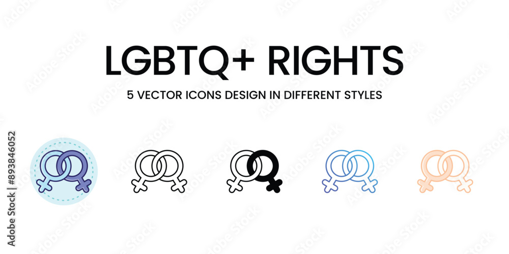 LGBTQ+ Rights Icons set in different style vector icon stock illustration LGBTQ+ Rights Icons set in different style vector icon stock illustration