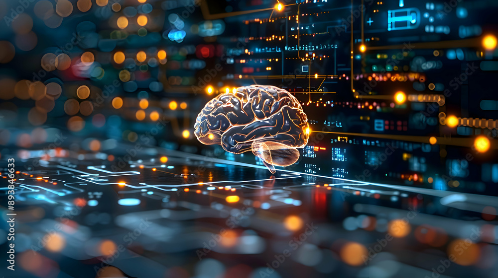 A futuristic brain-computer interface enabled by Neural Interfaces, showcasing human-machine synergy A futuristic brain-computer interface enabled by Neural Interfaces, showcasing human-machine synergy