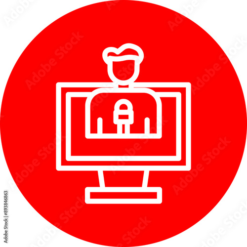 News Anchors Vector Line White Circle Red