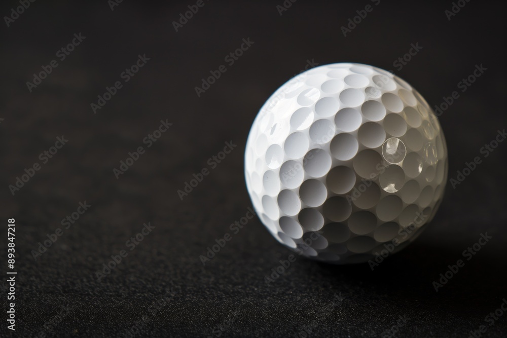 A studio close-up photo white golf ball against a black background with shadows and soft highlights. Space for copy. Golf and leisure concept. A studio close-up photo white golf ball against a black background with shadows and soft highlights. Space for copy. Golf and leisure concept.