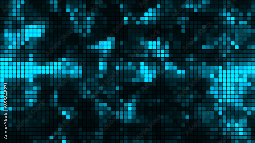 Turquoise mosaic background in technology concept. Abstract multicolored LED squares. Technology digital square blue color background. Bright pixel grid background. 3D rendering Turquoise mosaic background in technology concept. Abstract multicolored LED squares. Technology digital square blue color background. Bright pixel grid background. 3D rendering