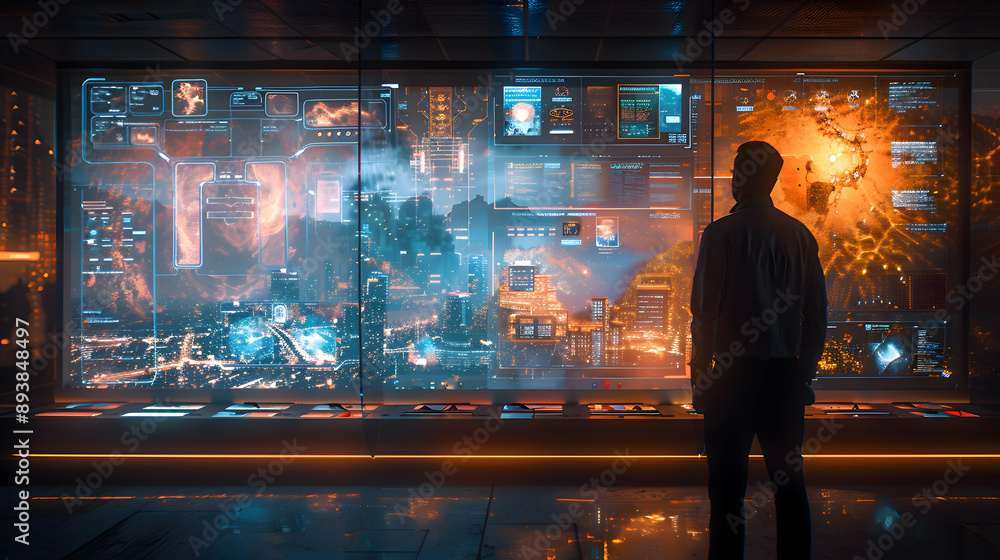 A futuristic city planning session utilizing Digital Twins to simulate various scenarios A futuristic city planning session utilizing Digital Twins to simulate various scenarios