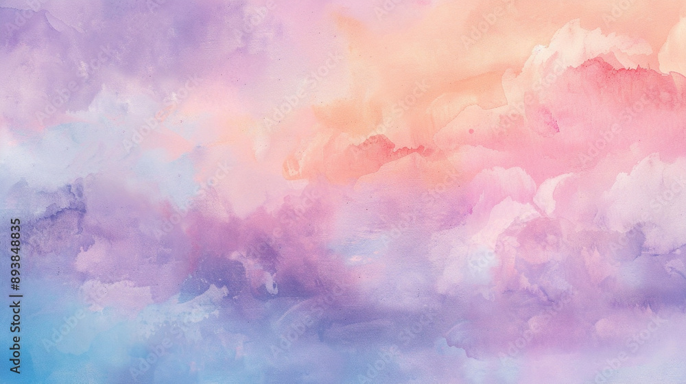 Soft watercolor background with gentle hues of lavender, peach, and sky blue, creating a dreamy and serene effect Soft watercolor background with gentle hues of lavender, peach, and sky blue, creating a dreamy and serene effect