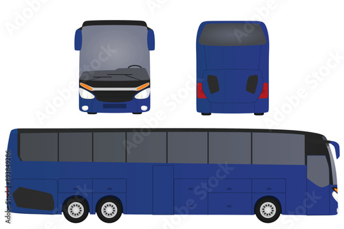 Blue tourist bus. vector illustration