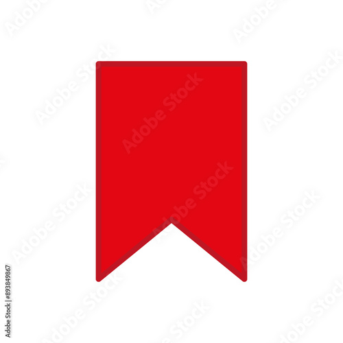 Red bookmark icon. Simple ribbon shape. Bright red vector. Bookmark symbol design.