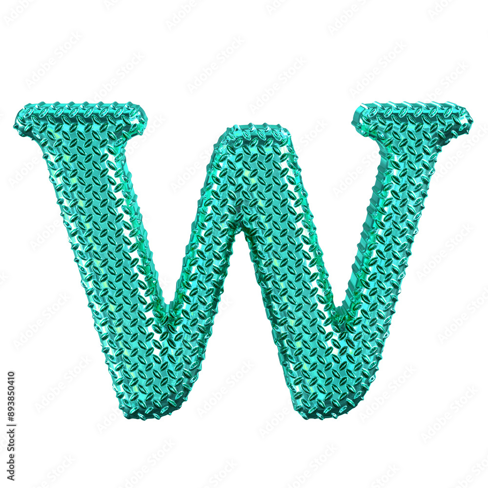 Turquoise ribbed symbol. letter w Turquoise ribbed symbol. letter w