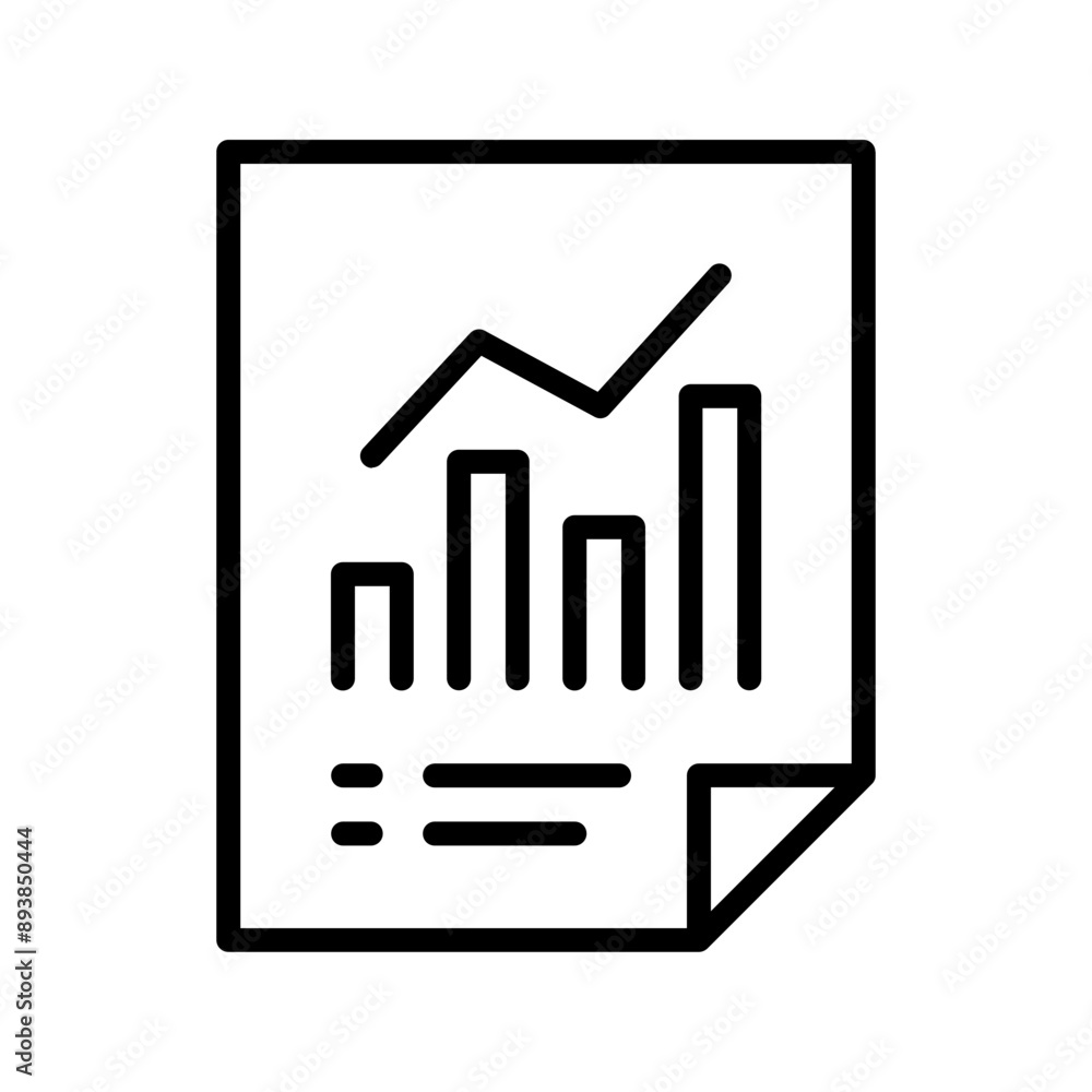 Single black business report line icon, simple financial document graphic flat design vector pictogram, infographic interface elements for app logo web button ui ux isolated on white background Single black business report line icon, simple financial document graphic flat design vector pictogram, infographic interface elements for app logo web button ui ux isolated on white background