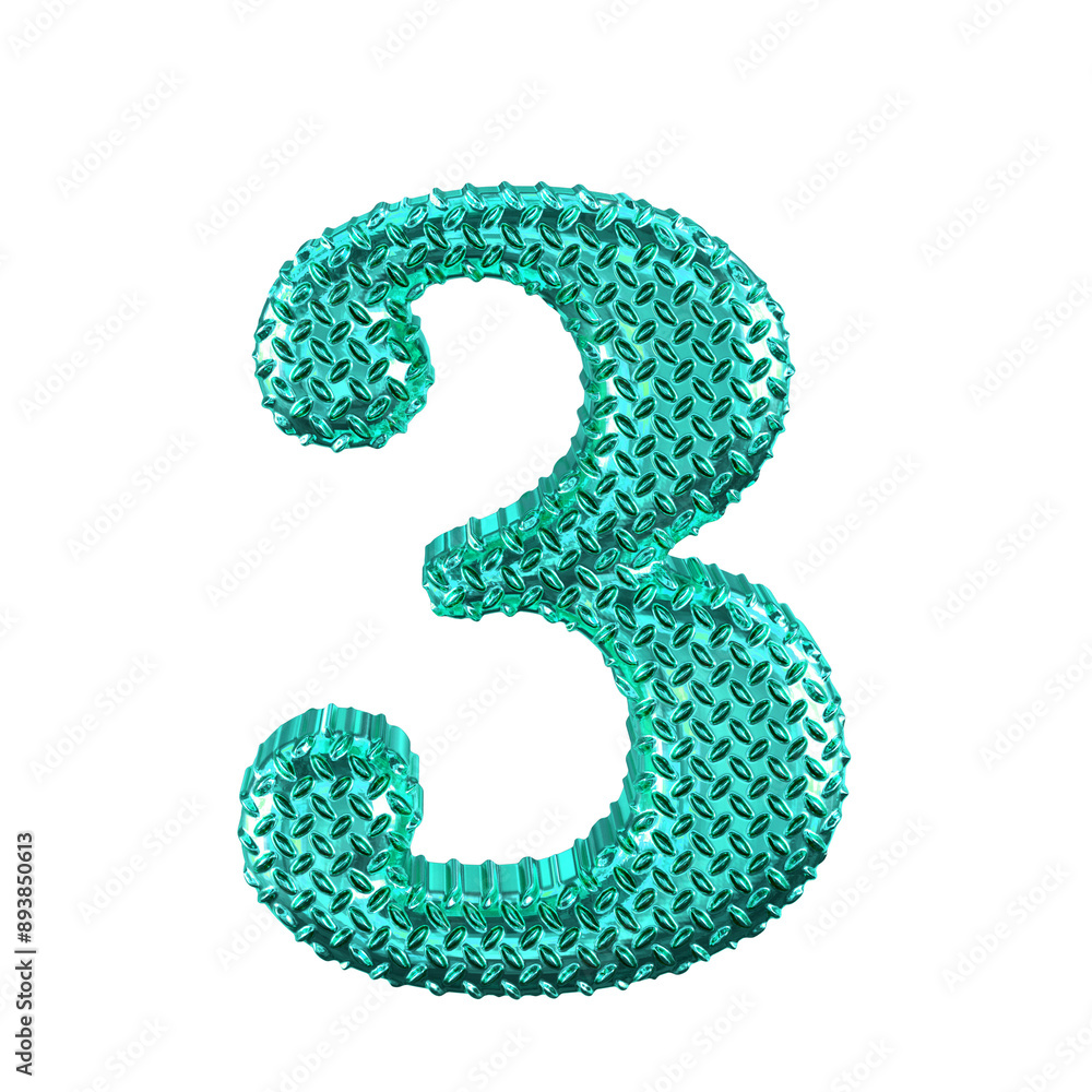 Turquoise ribbed symbol. number 3 Turquoise ribbed symbol. number 3