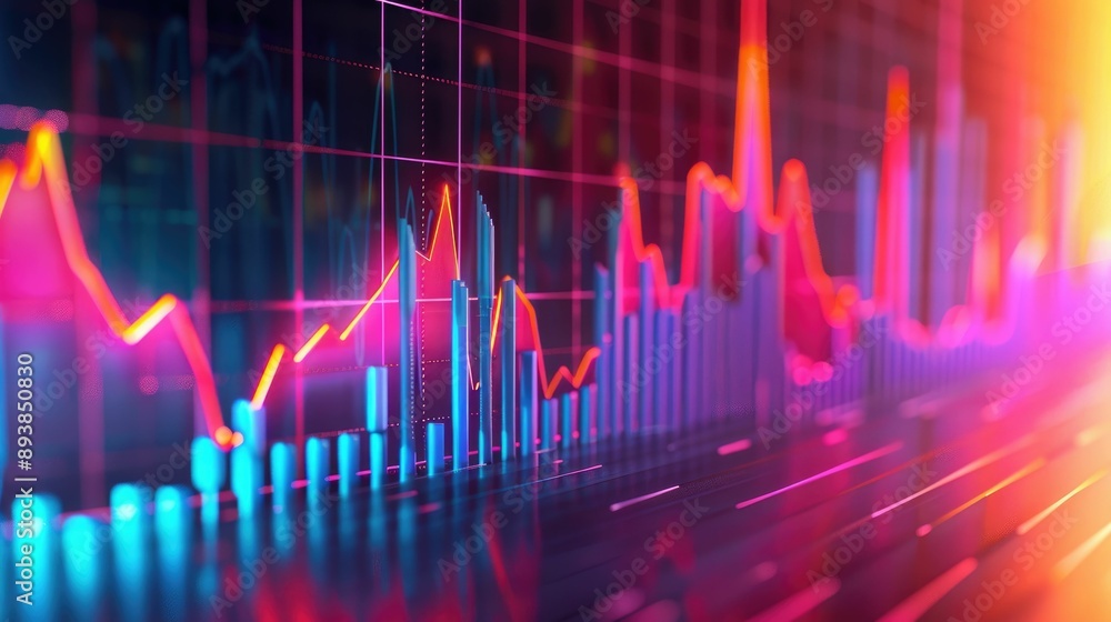 Economy graph with vibrant color gradients and a dynamic upward trend Economy graph with vibrant color gradients and a dynamic upward trend
