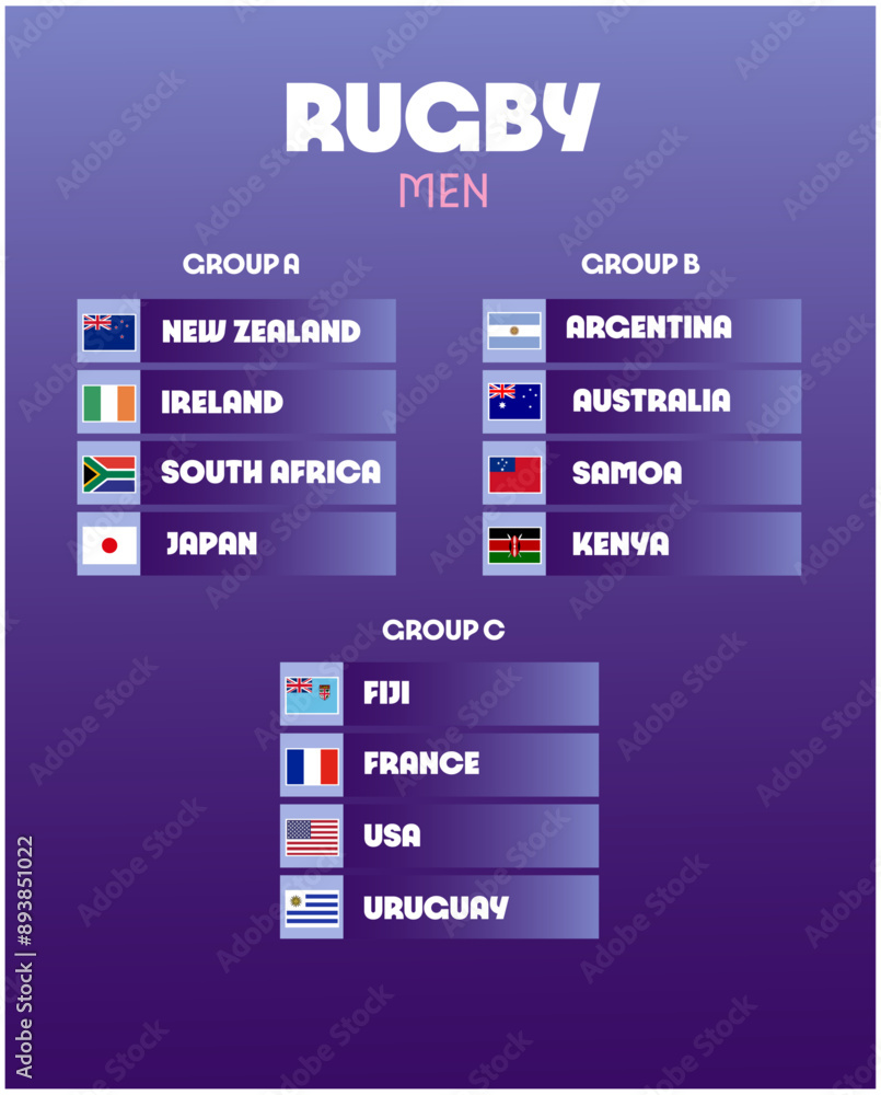 Rugby Men Groups Games Sport 2024 Abstract Design Teams Countries ...