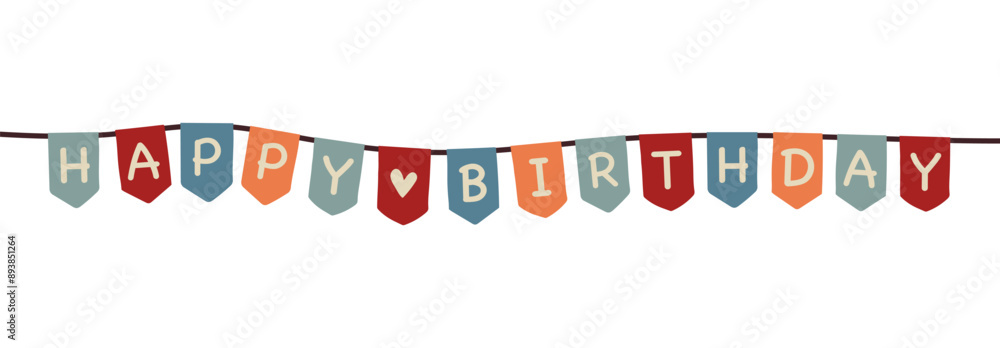 Wimpelkette 'Happy Birthday' Schwarz – 13-teilig, 2 M Band, Aus Karton