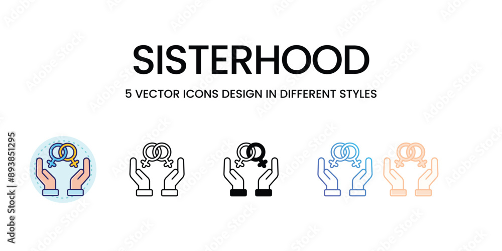 Sisterhood Icons set in different style vector icon stock illustration Sisterhood Icons set in different style vector icon stock illustration
