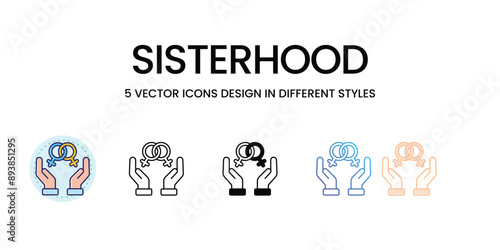 Sisterhood Icons set in different style vector icon stock illustration