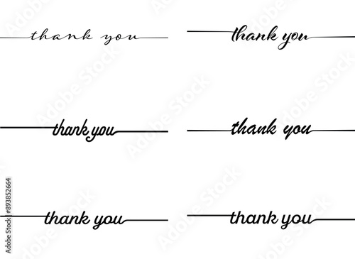 SET OF VECTOR THANK YOU hand drawn inscription with lines