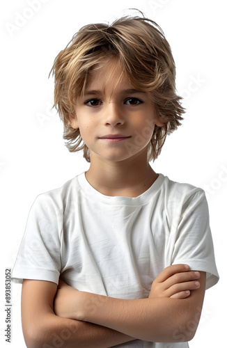 [Transparent Background PNG]Portrait of a boy with blond hair and brown eyes