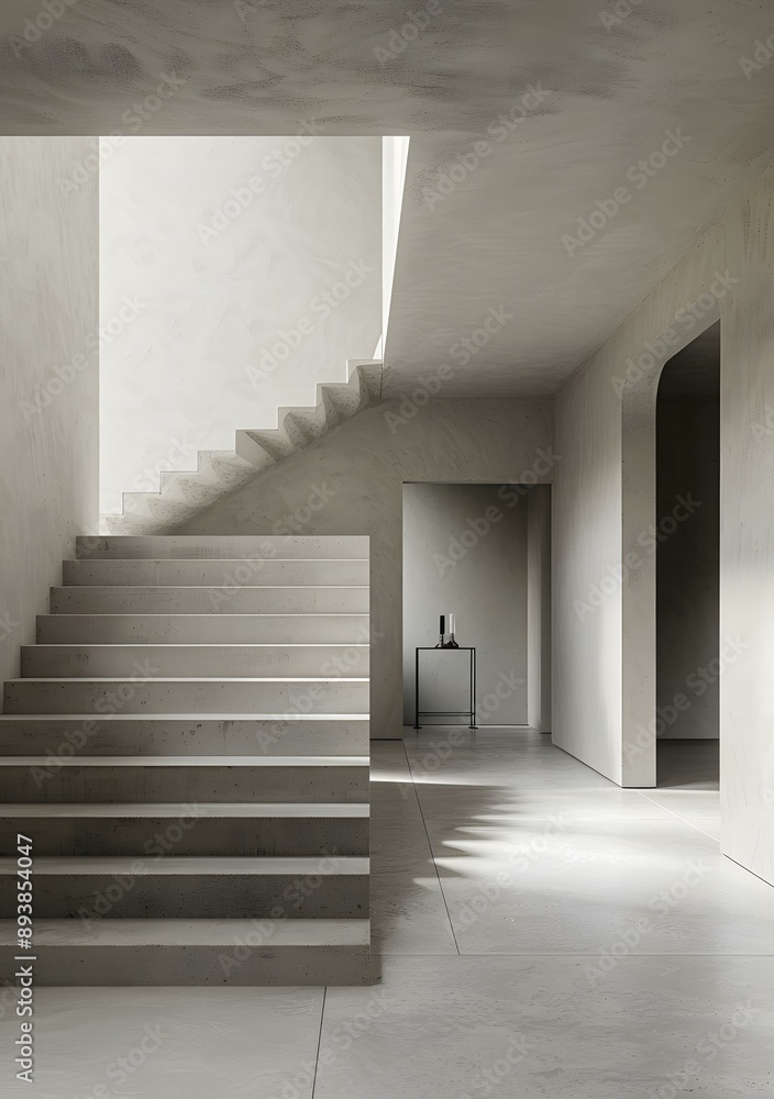 Fototapeta premium Minimalist Concrete Staircase in Modern Interior Design