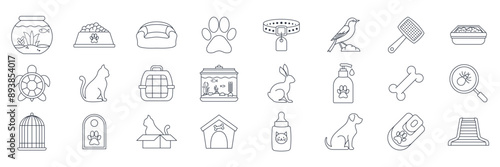 pet shop icons set, Included icons as Aquarium, cat, Dog, Rabbit and more symbols collection, logo isolated vector illustration