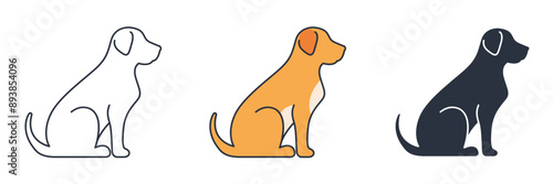 dog sitting icon symbol vector illustration isolated on white background