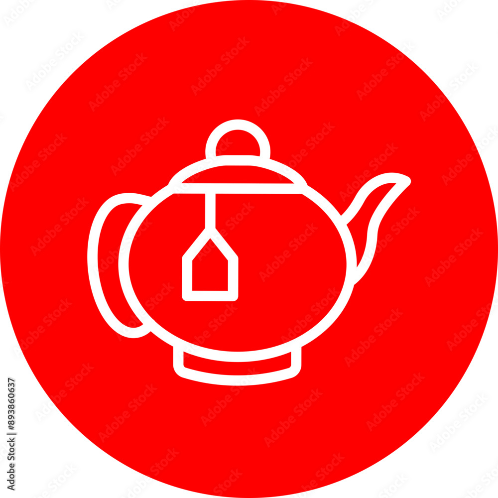 Kettle Vector Line White Circle Red Kettle Vector Line White Circle Red