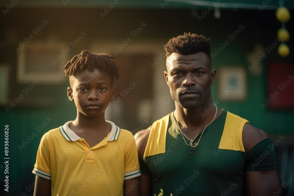 Dark-skinned father and son. Trainer and student. Football player, tennis player, runner. athlete. Dark-skinned father and son. Trainer and student. Football player, tennis player, runner. athlete.