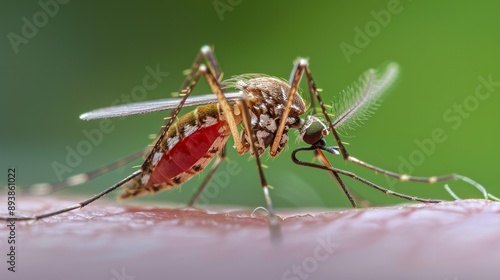 Wallpaper Mural Mosquito that carries dengue fever, Zika virus is sucking blood on human skin. Torontodigital.ca