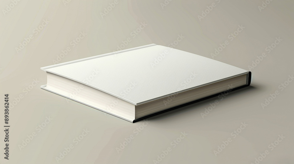 A white hardcover book lying on a neutral background A white hardcover book lying on a neutral background