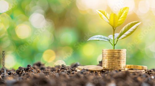 Wallpaper Mural A plant is growing out of a gold coin Torontodigital.ca