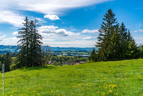 Leisurely hike in early summer at Rottachsee in the Allgau photo