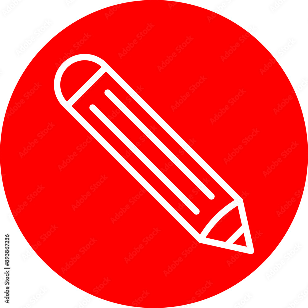 Pencil Vector Line White Circle Red Pencil Vector Line White Circle Red
