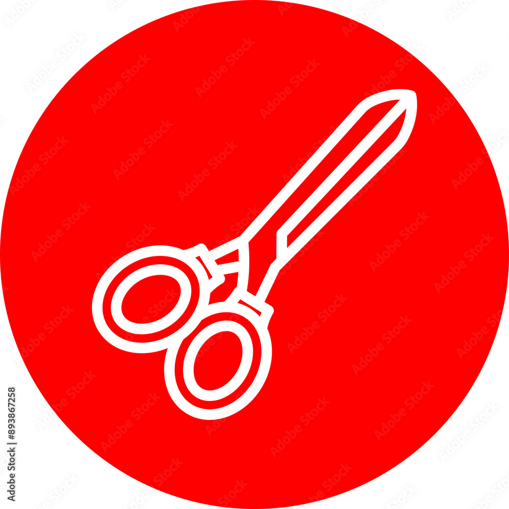 Scissors Vector Line White Circle Red