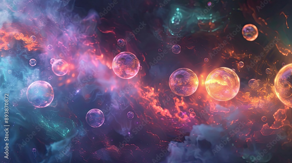 Orbs of light in velvety darkness evoking distant cosmic galaxies Orbs of light in velvety darkness evoking distant cosmic galaxies