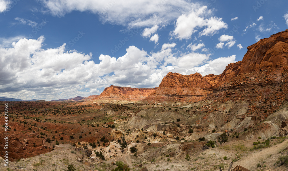 Panorama of the desert landscape of Capitol Reef National Park