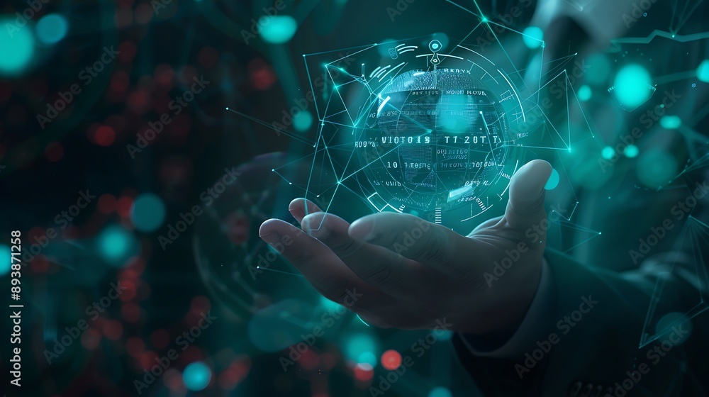 Hand Holding a Futuristic Digital Globe Hand Holding a Futuristic Digital Globe