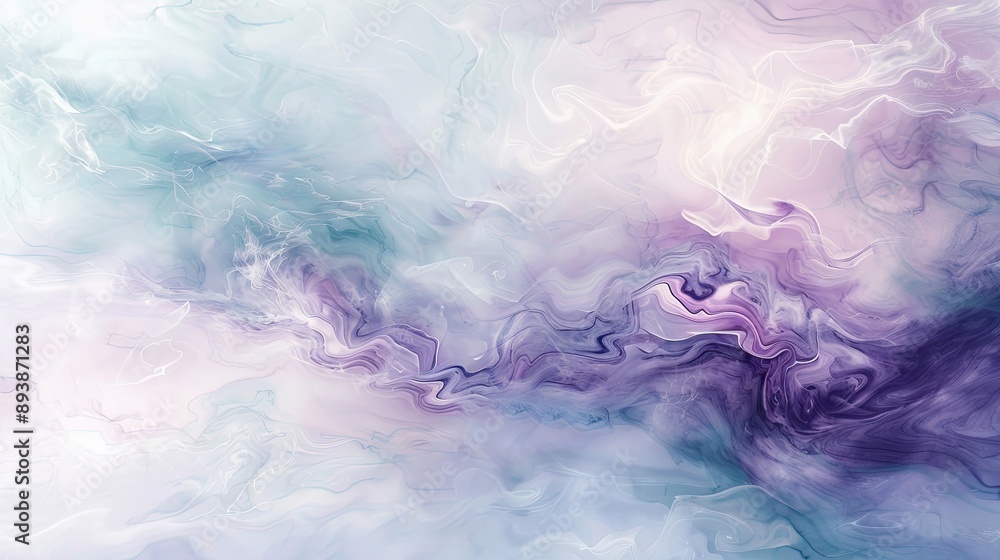 Fototapeta premium Soft-focus pastel swirls in lavender and seafoam serene watercolor background