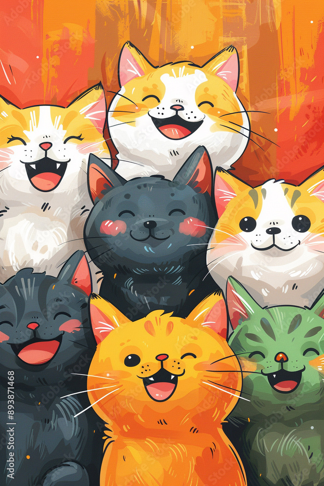 Fototapeta premium Cute cats background