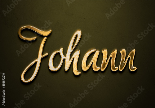 Old gold text effect of Deutsche name Johann with 3D glossy style Mockup.