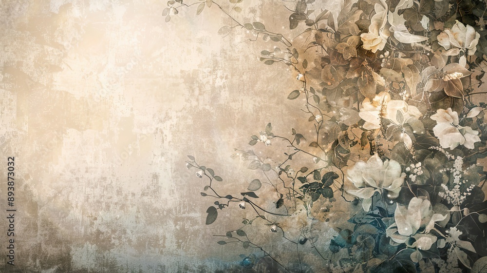 Abstract wallpaper with earth tones floral motifs and a soft glow backdrop Abstract wallpaper with earth tones floral motifs and a soft glow backdrop