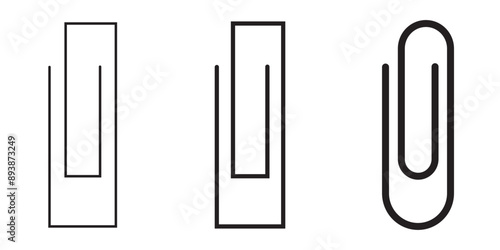 Clip line icon set. Attach file or document paper clip sign. Paperclip icon suitable for apps and websites UI designs.